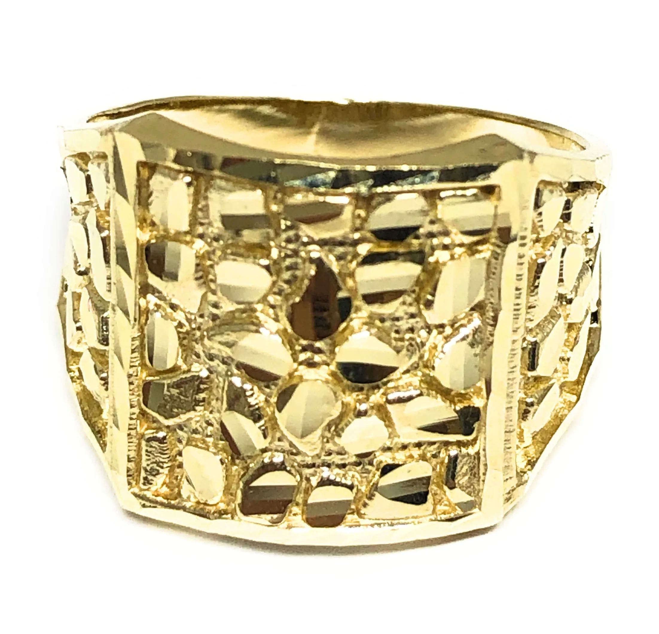 10k Solid Gold Yellow Classic Nugget Square Ring (LG) (5.3g)