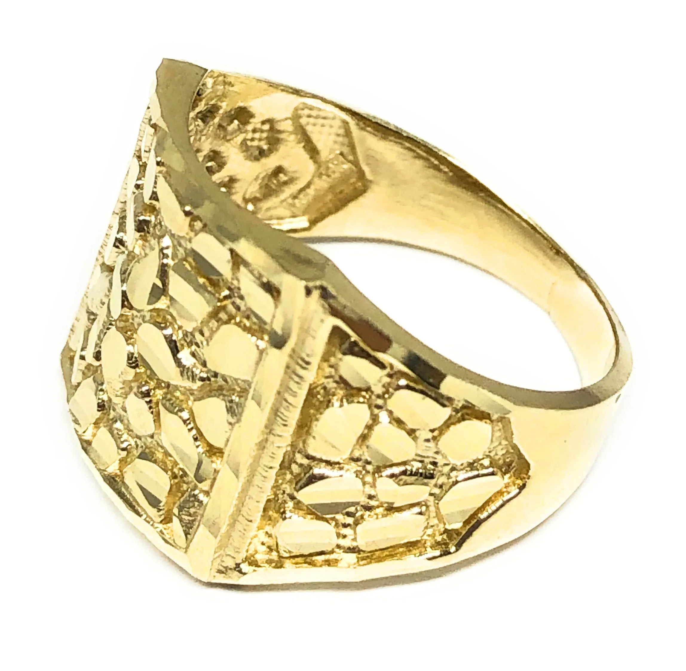 10k Solid Gold Yellow Classic Nugget Square Ring (LG) (5.3g)