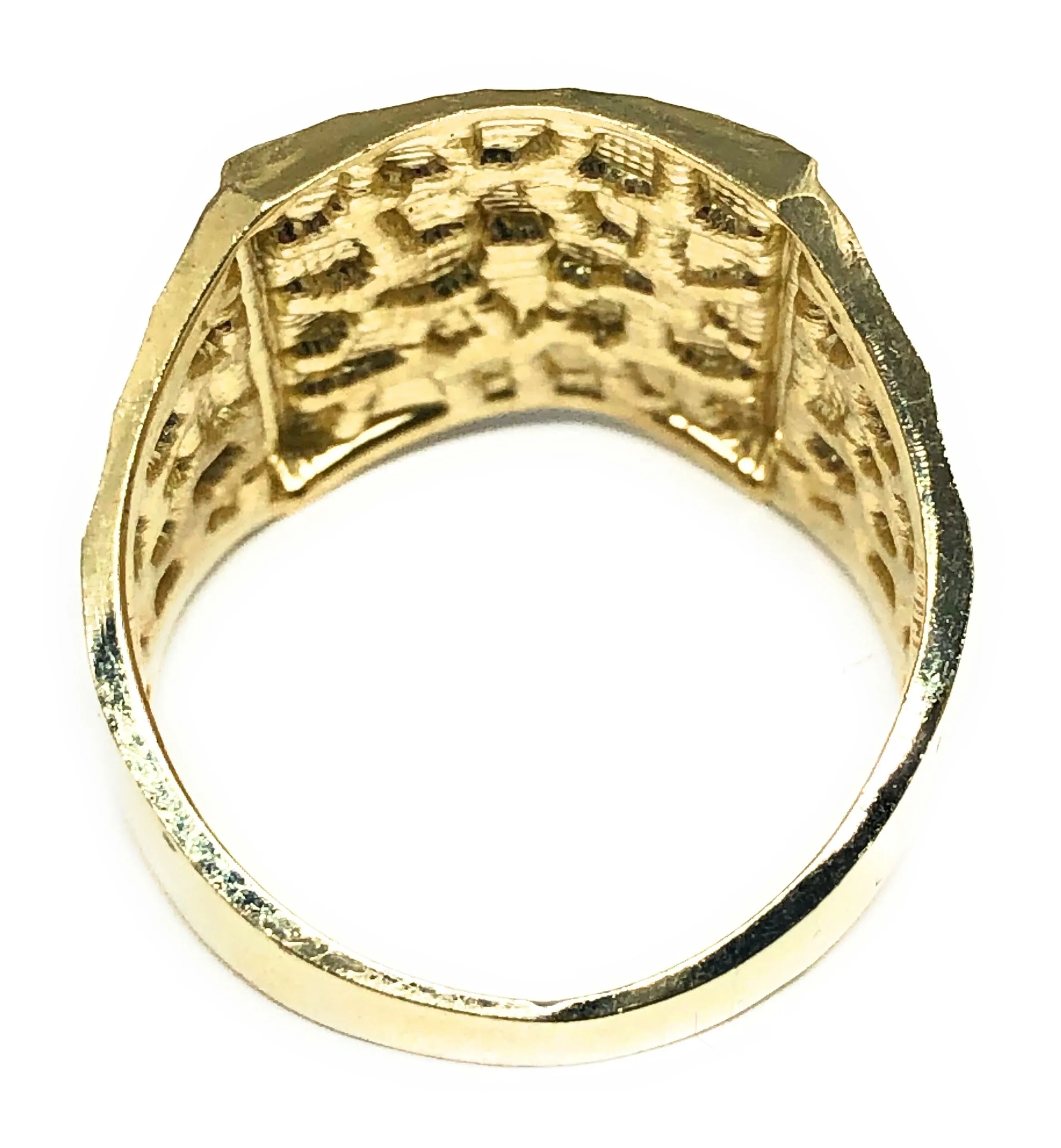 10k Solid Gold Yellow Classic Nugget Square Ring (LG) (5.3g)