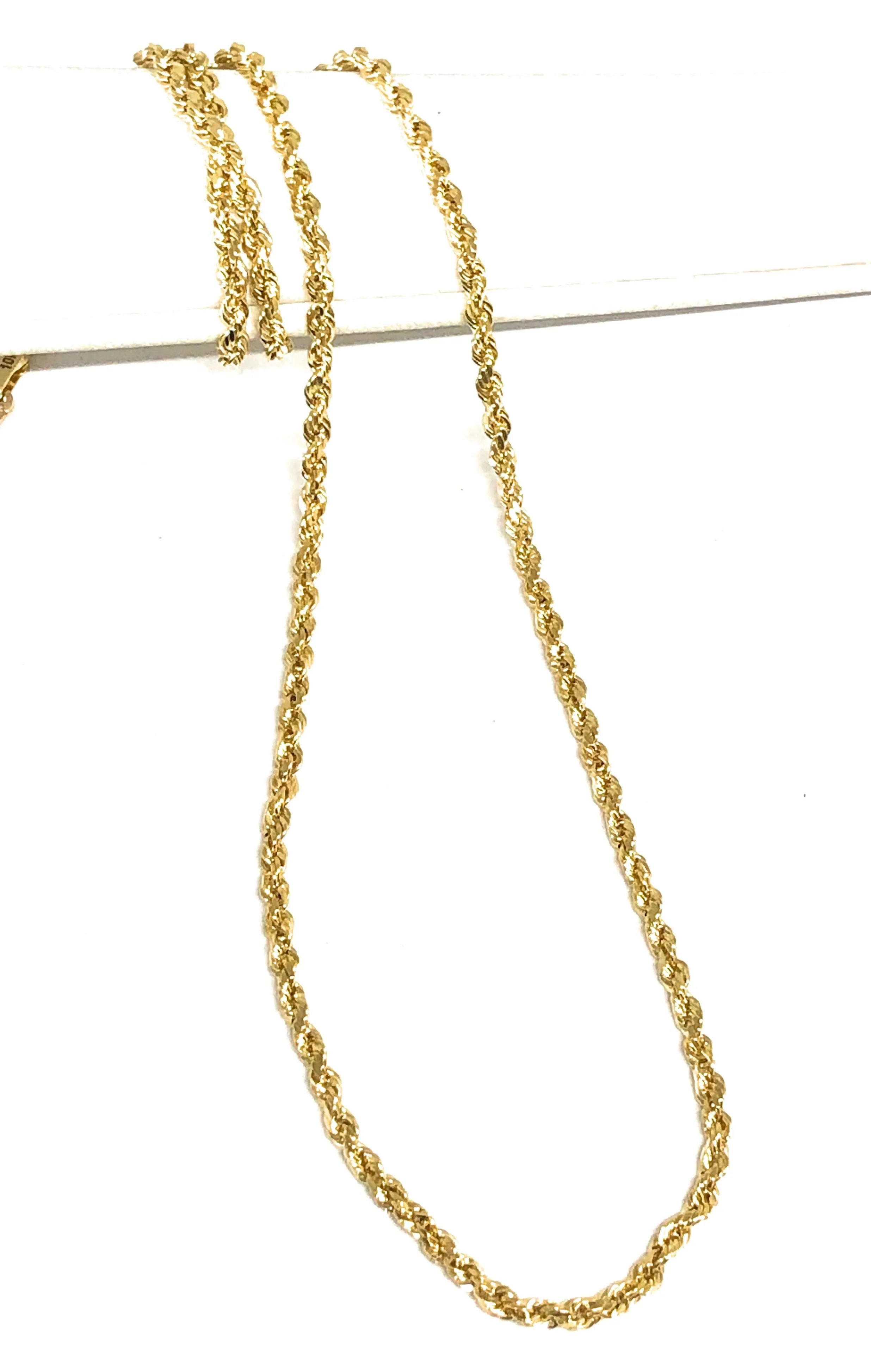 14k Solid Gold Yellow Rope Chain 18-26 inches 2.5mm (Semi-Hollow Style)