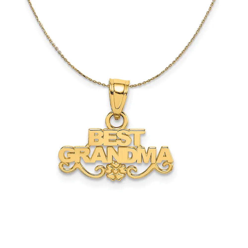 14k Yellow Gold Best Grandma Script Necklace