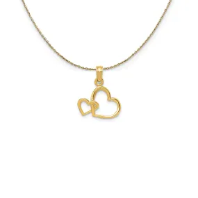 14k Yellow Gold Double Hooked Open Heart Necklace