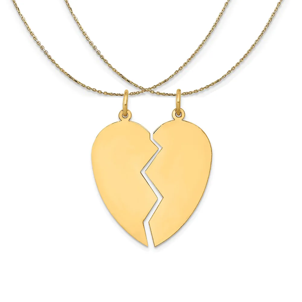 14K YELLOW GOLD HEART SET OF 2 CHARMS (26M NECKLACE