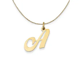 14k Yellow Gold LG Fancy Script Initial A Necklace