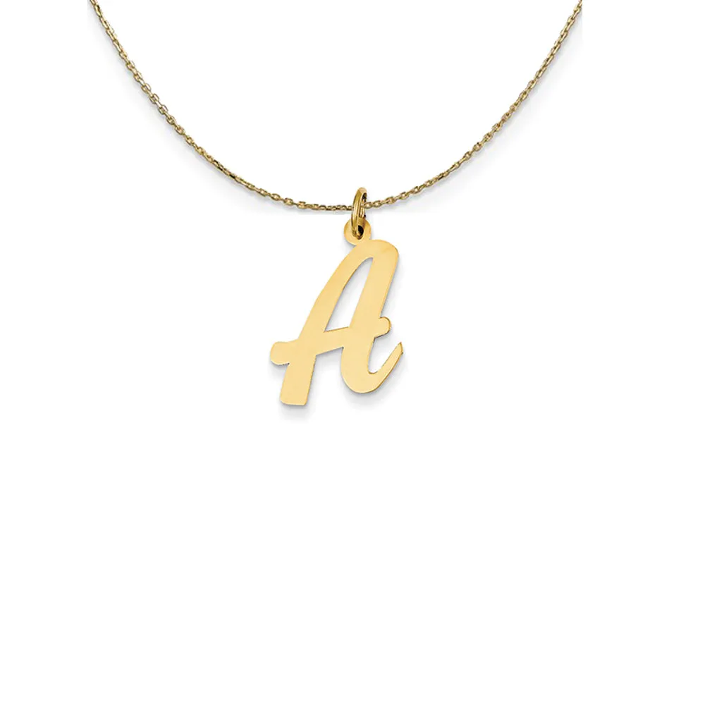 14k Yellow Gold Medium Script Initial A Necklace