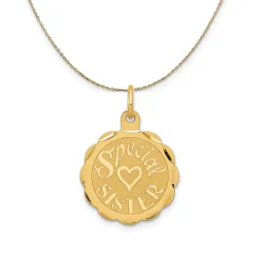 14k Yellow Gold Special Sister Disc Necklace