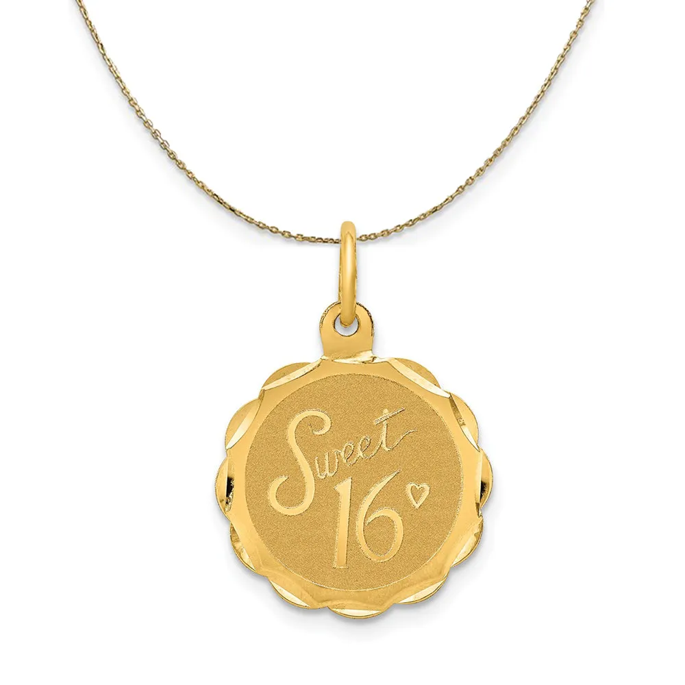 14k Yellow Gold Sweet 16 Disc Necklace