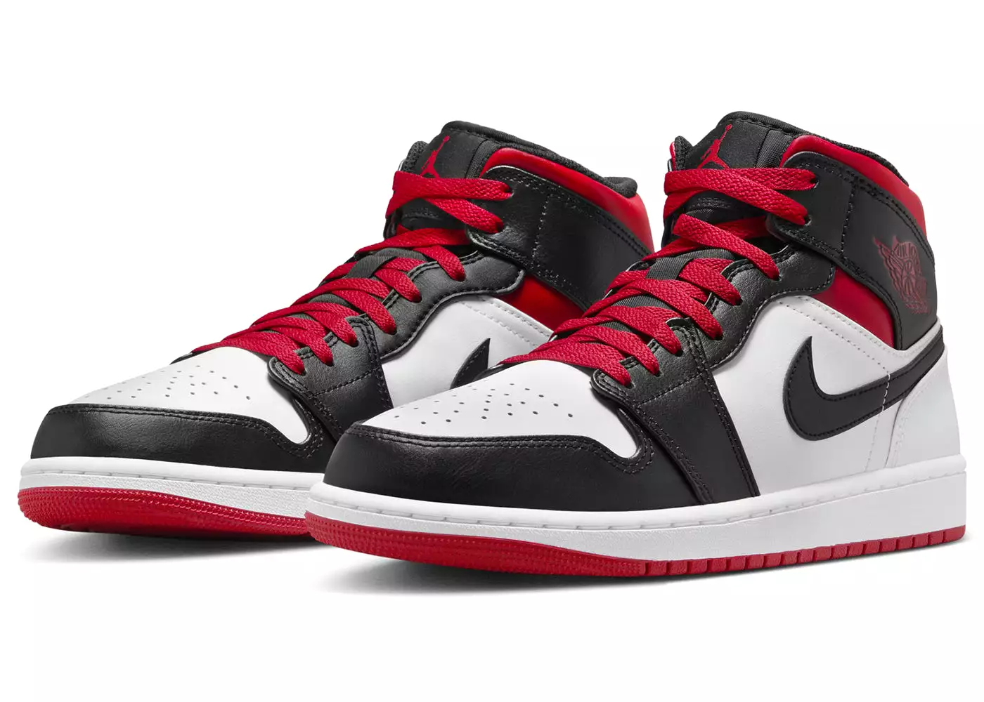 Air Jordan 1 Mid Black Toe White Gym Red