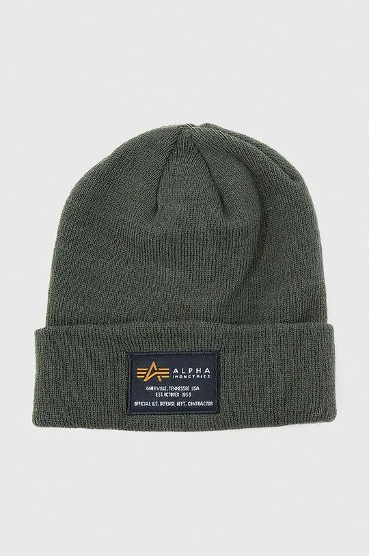 Alpha Industries beanie Crew Beanie green color