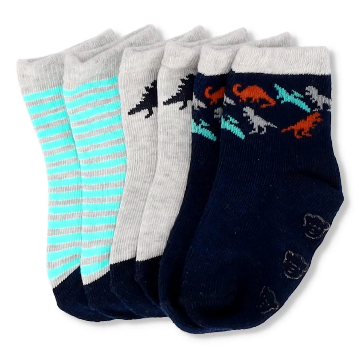 Baby Boys 3 Pack Dino Socks - Navy