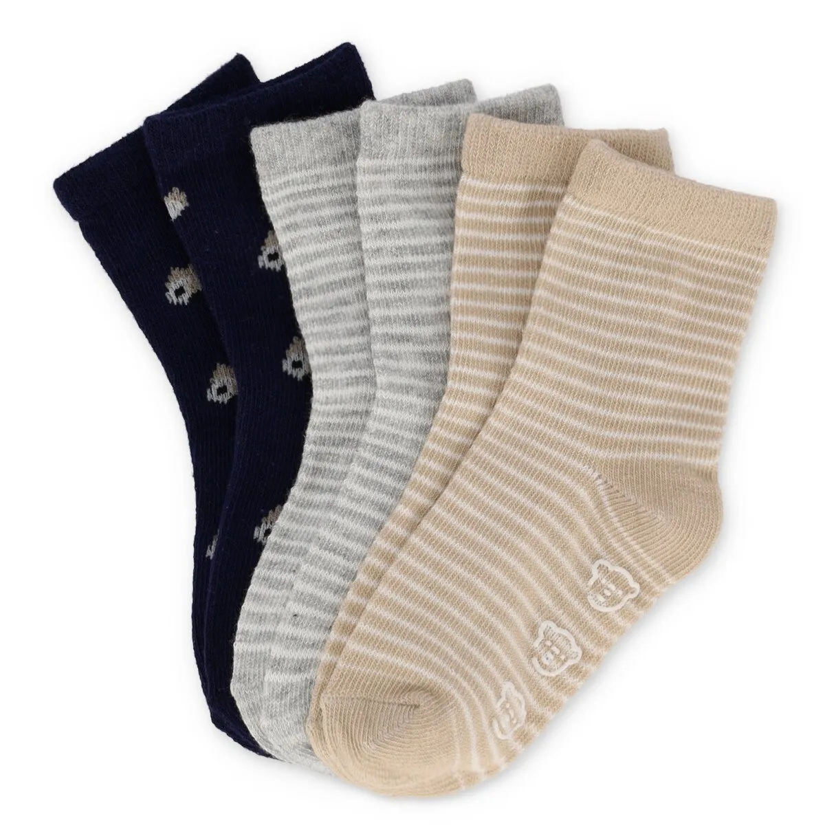 Baby Boys 3 Pack Fox Socks - Grey