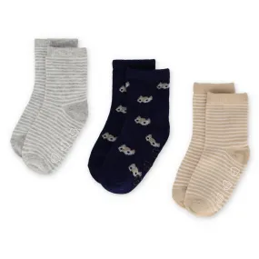 Baby Boys 3 Pack Fox Socks - Grey