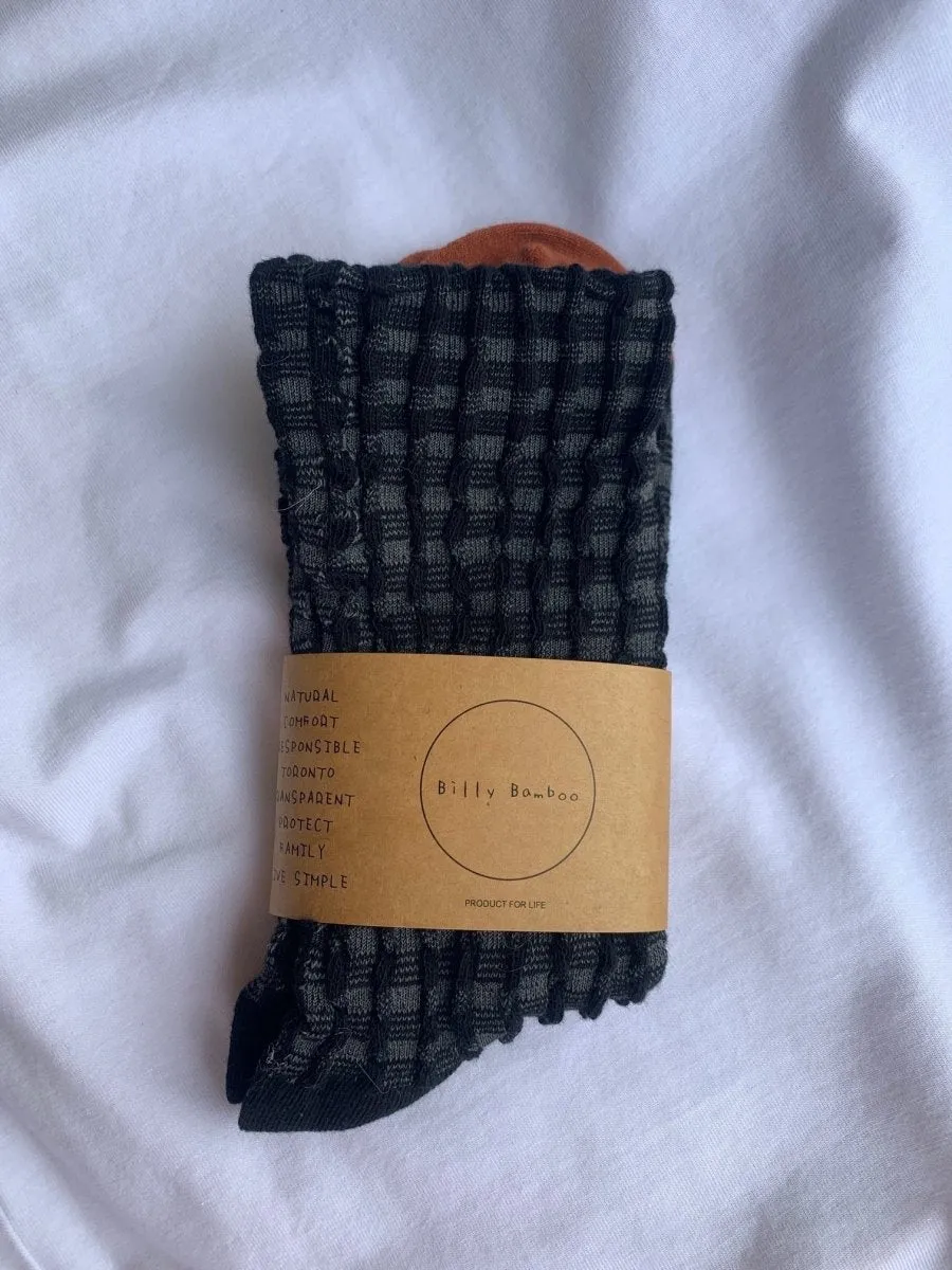 Billy Bamboo Gingham Socks (Earth Tones)