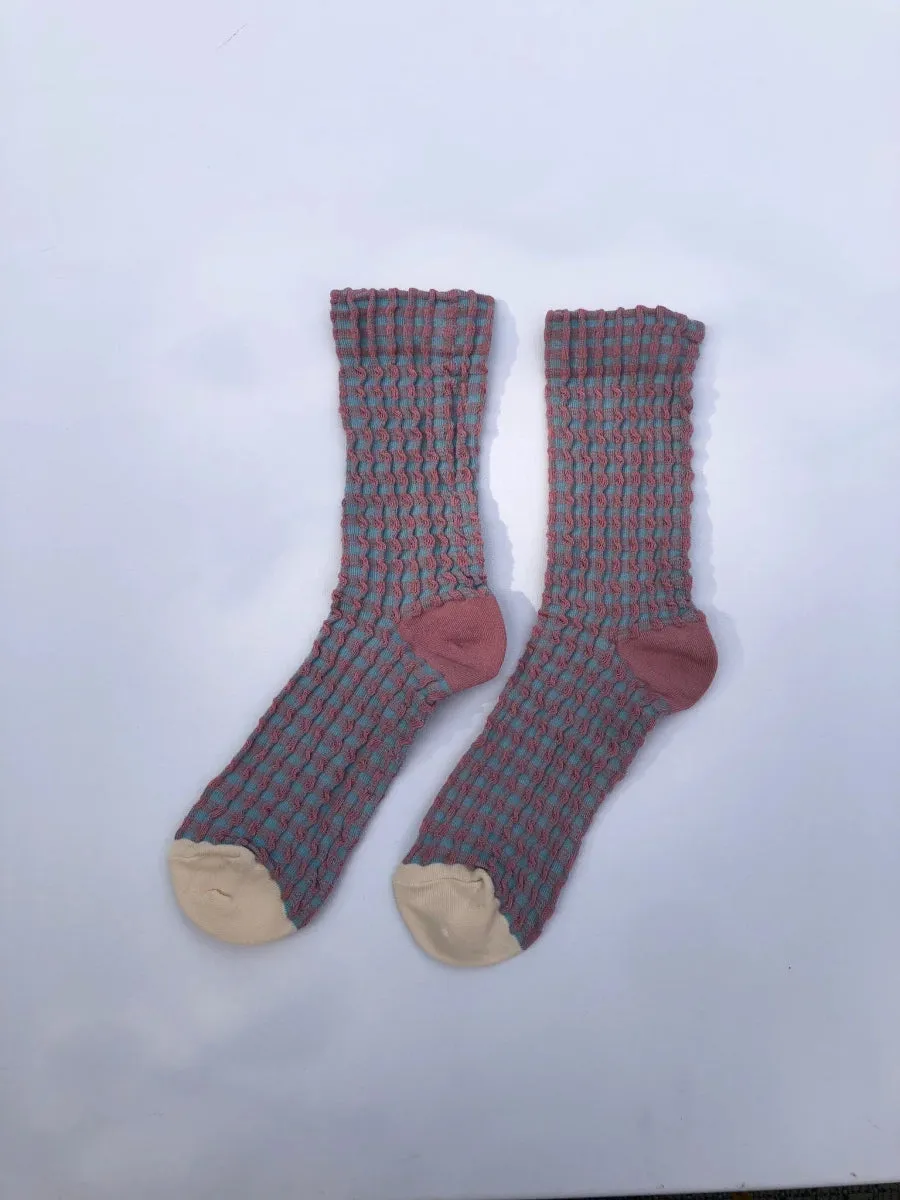 Billy Bamboo Gingham Socks (Earth Tones)