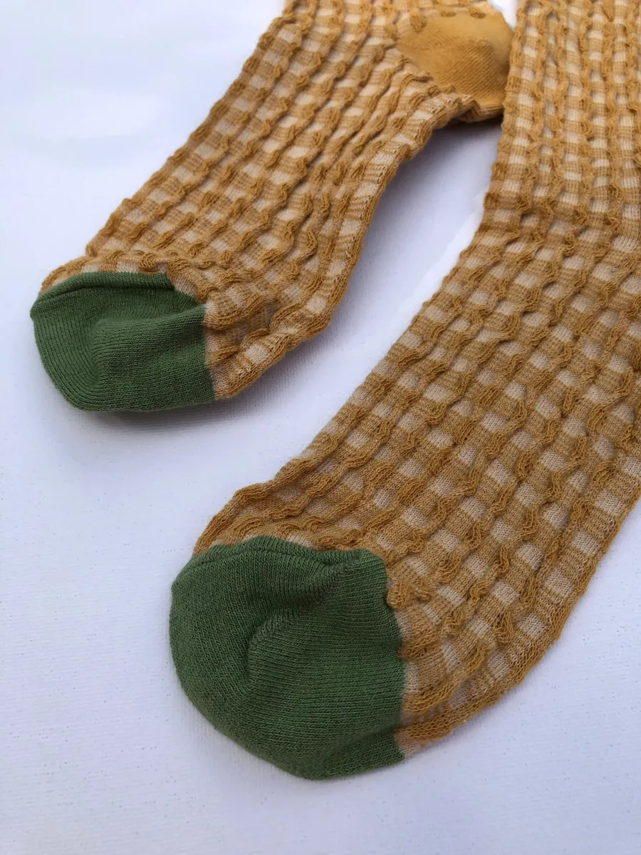 Billy Bamboo Gingham Socks (Earth Tones)