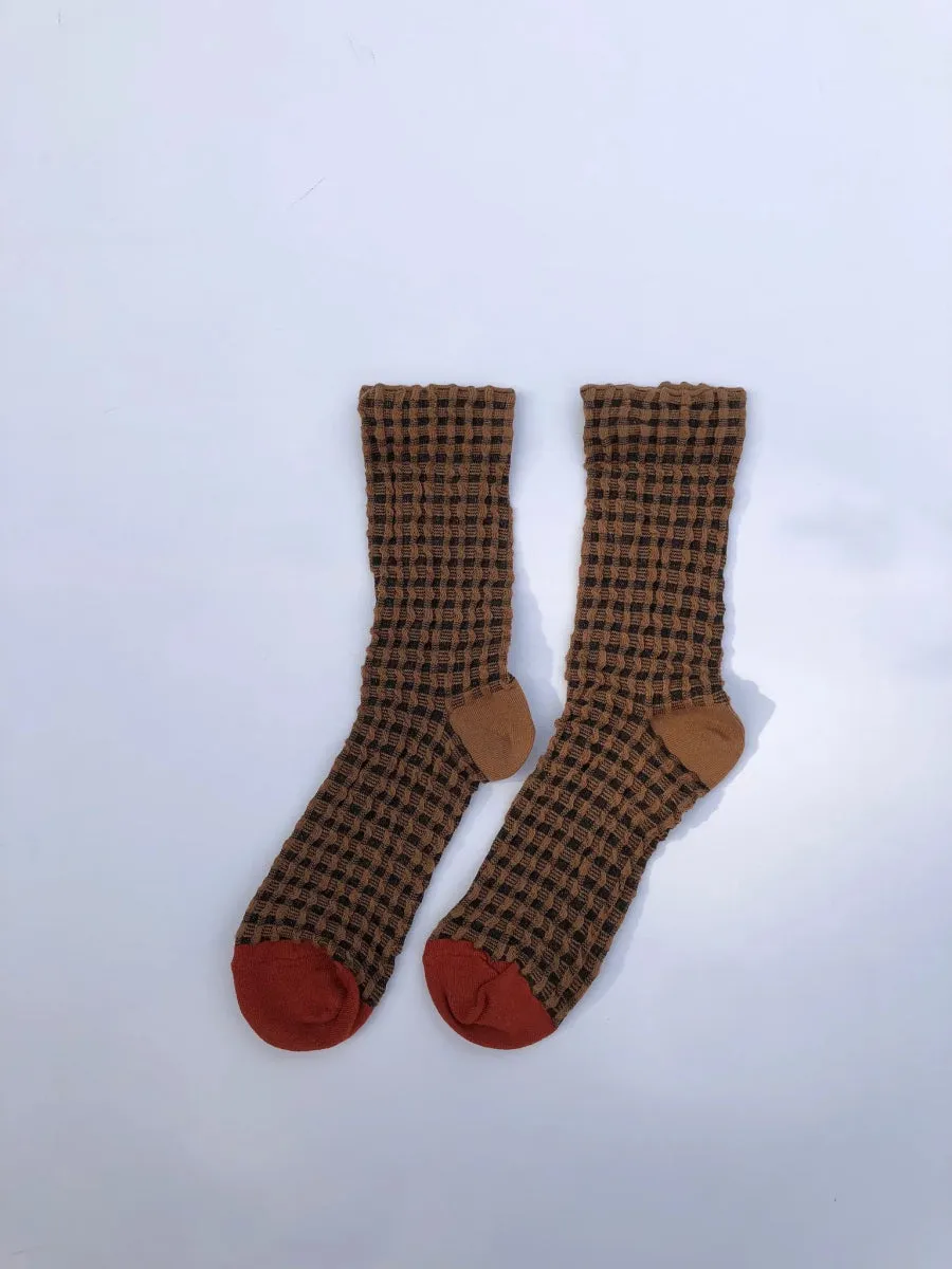 Billy Bamboo Gingham Socks (Earth Tones)