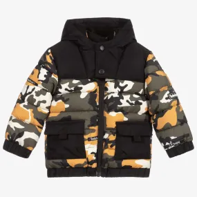 Black & Green Camo Puffer Coat