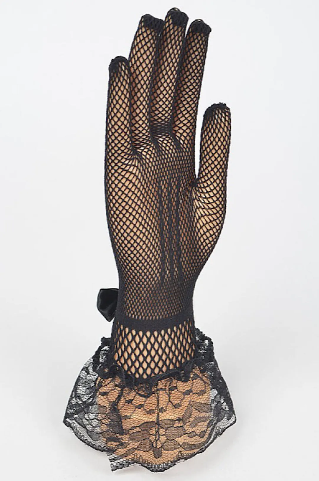 Black Fish Net Lace Gloves