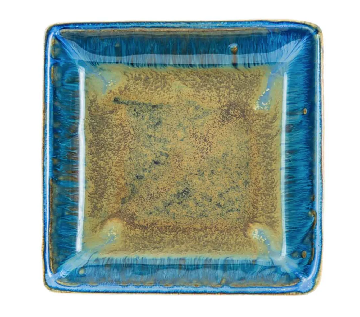 Blanket Creek Pottery - Medium Square Plate (Amber Blue)