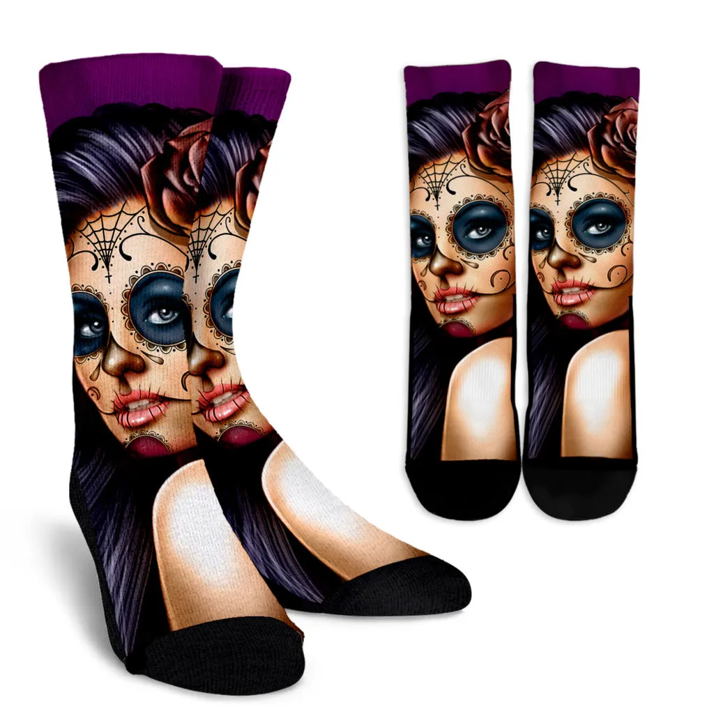 Calavera Sugar Skull Crew Socks