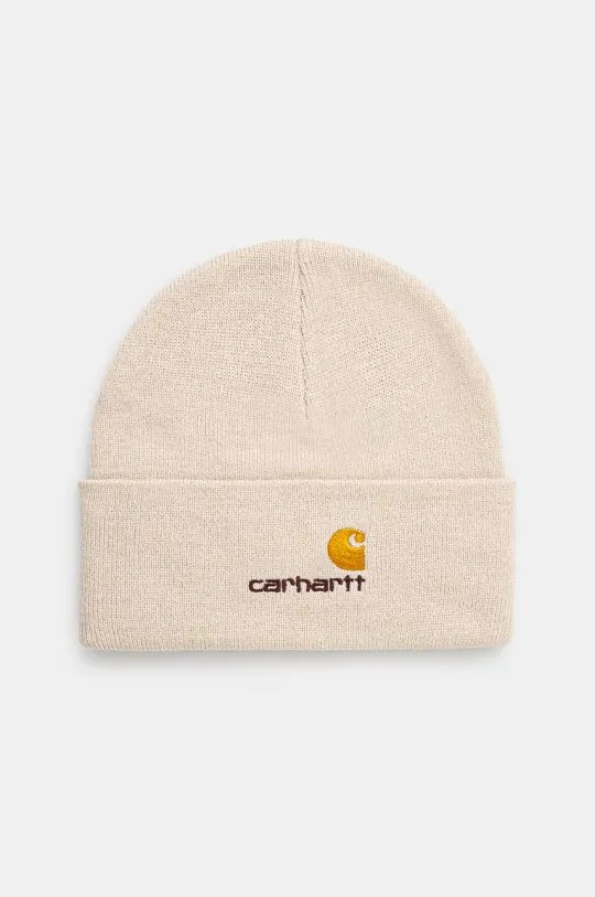 Carhartt WIP beanie American Script Beanie beige color I034235.MOOXX