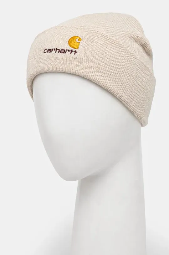 Carhartt WIP beanie American Script Beanie beige color I034235.MOOXX