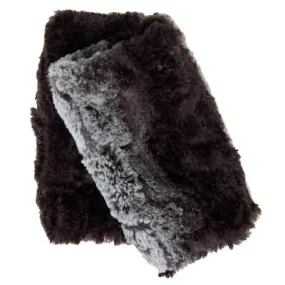 Chinchilla In Black Luxury Faux Fur Fingerless Gloves