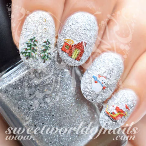 Christmas Nail Art Tree Snowman Nail Water Decals