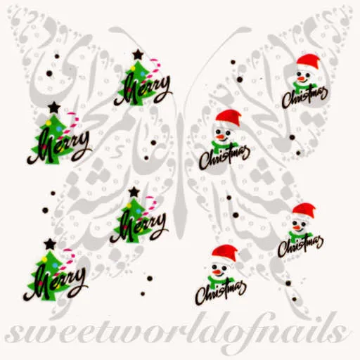 Christmas Nails Snowman Tree Snowflakes Water Decals