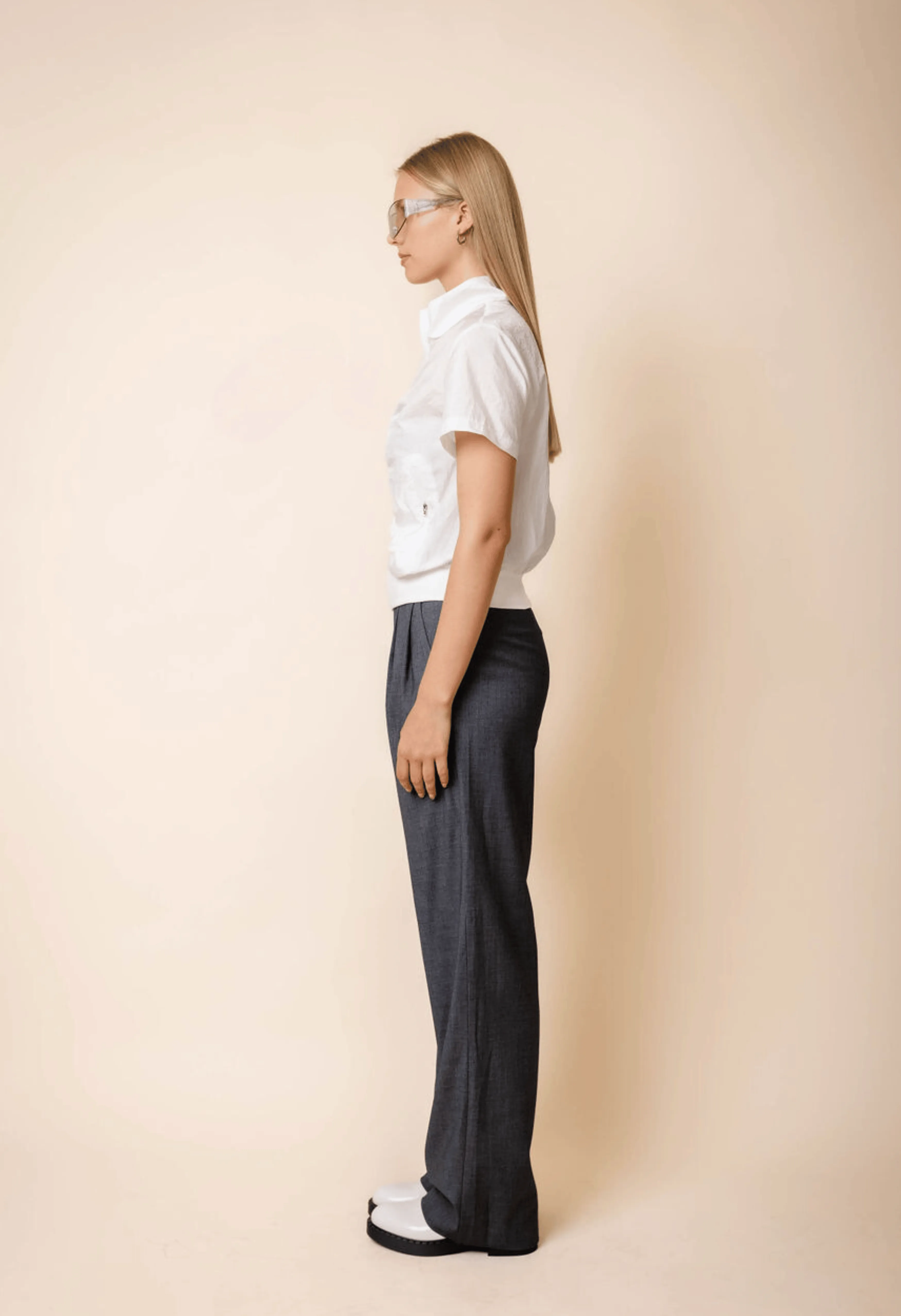 Criss Cross Dress Pant in Charcoal