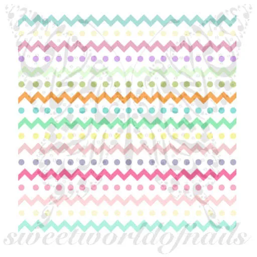 Easter Nail Art Spring colors Chevron Nail Water Decals Nail Transfers Wraps