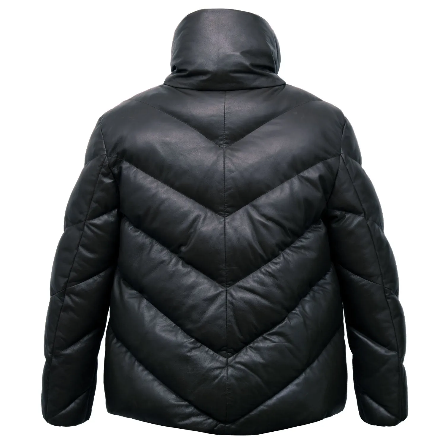 Ellie: Women's Black Padded Leather Coat