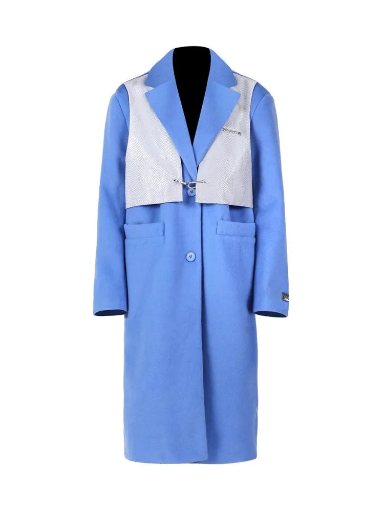 Fake Two-piece Mid-length Shoulder Pads Loose Coat