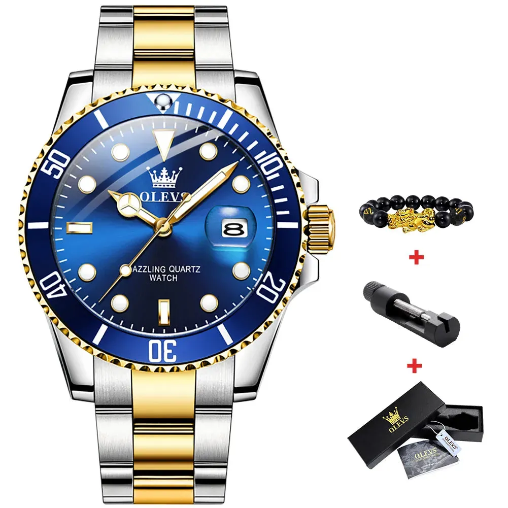 Genuine Quartz Watch for Men Stainless Steel Waterproof