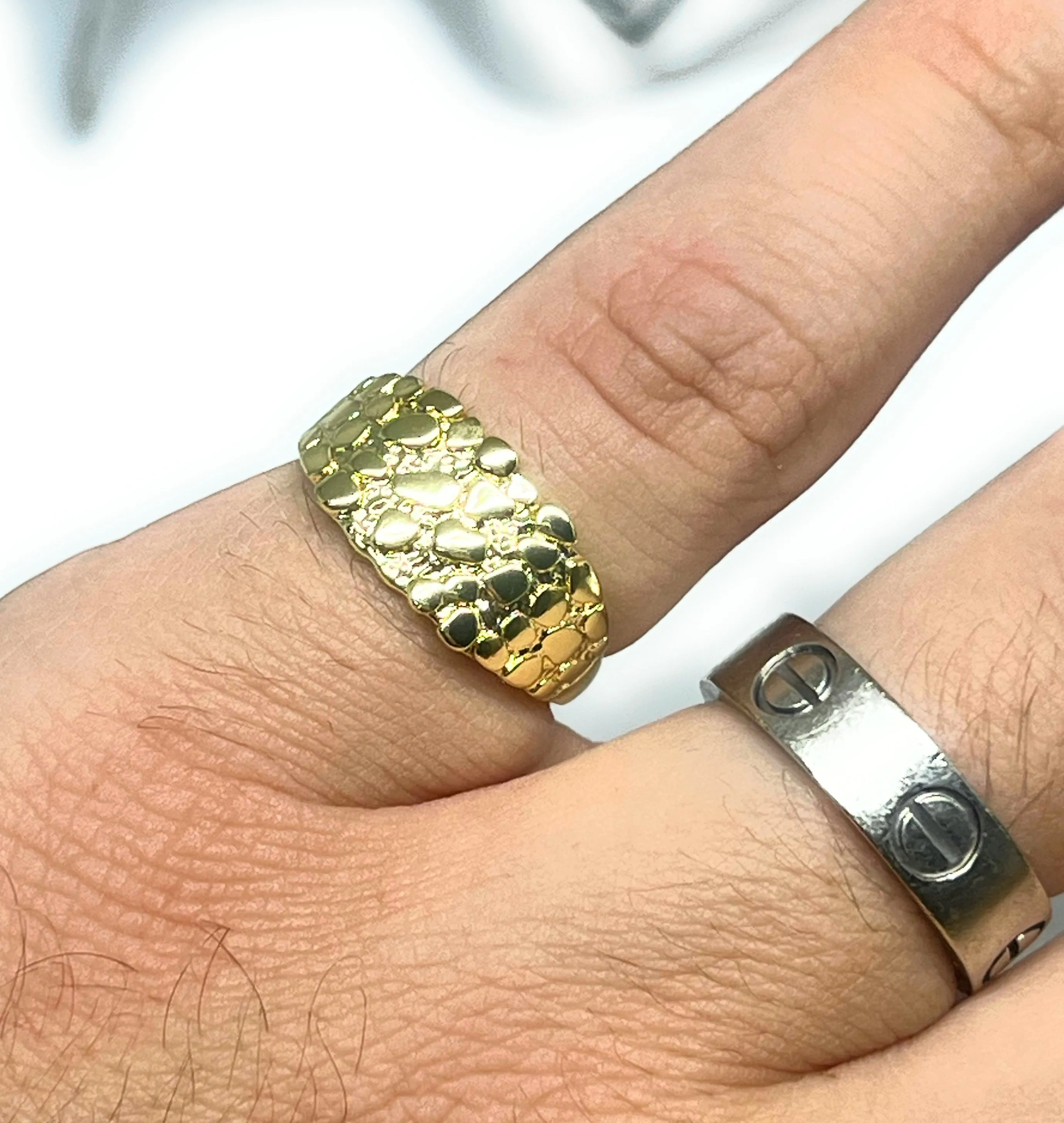 GOLD PLATED CLASSIC SQUARE NUGGET RING ANILLO