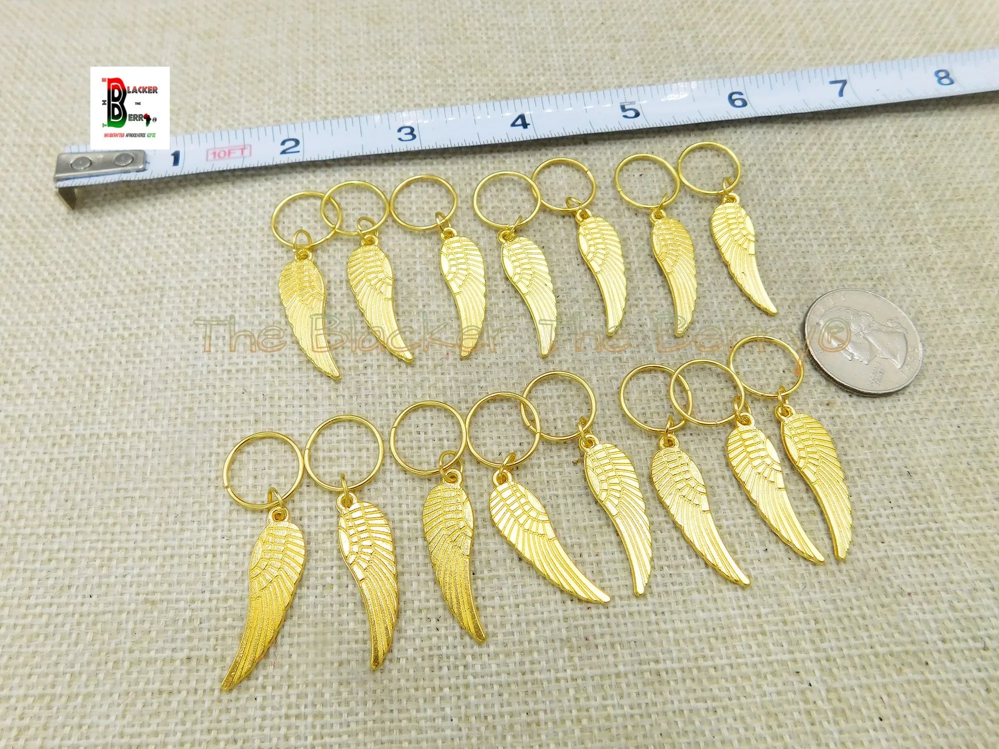 Hair Jewelry Accessories Wings Gold Rings Handmade Accessories Set of 15 Black Owned