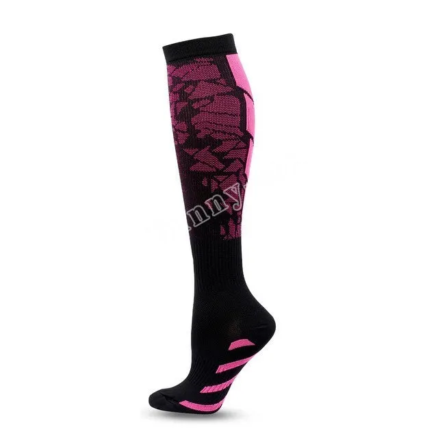 Hot Pink Compression Blood Circulation Promotion Slimming Socks for Men