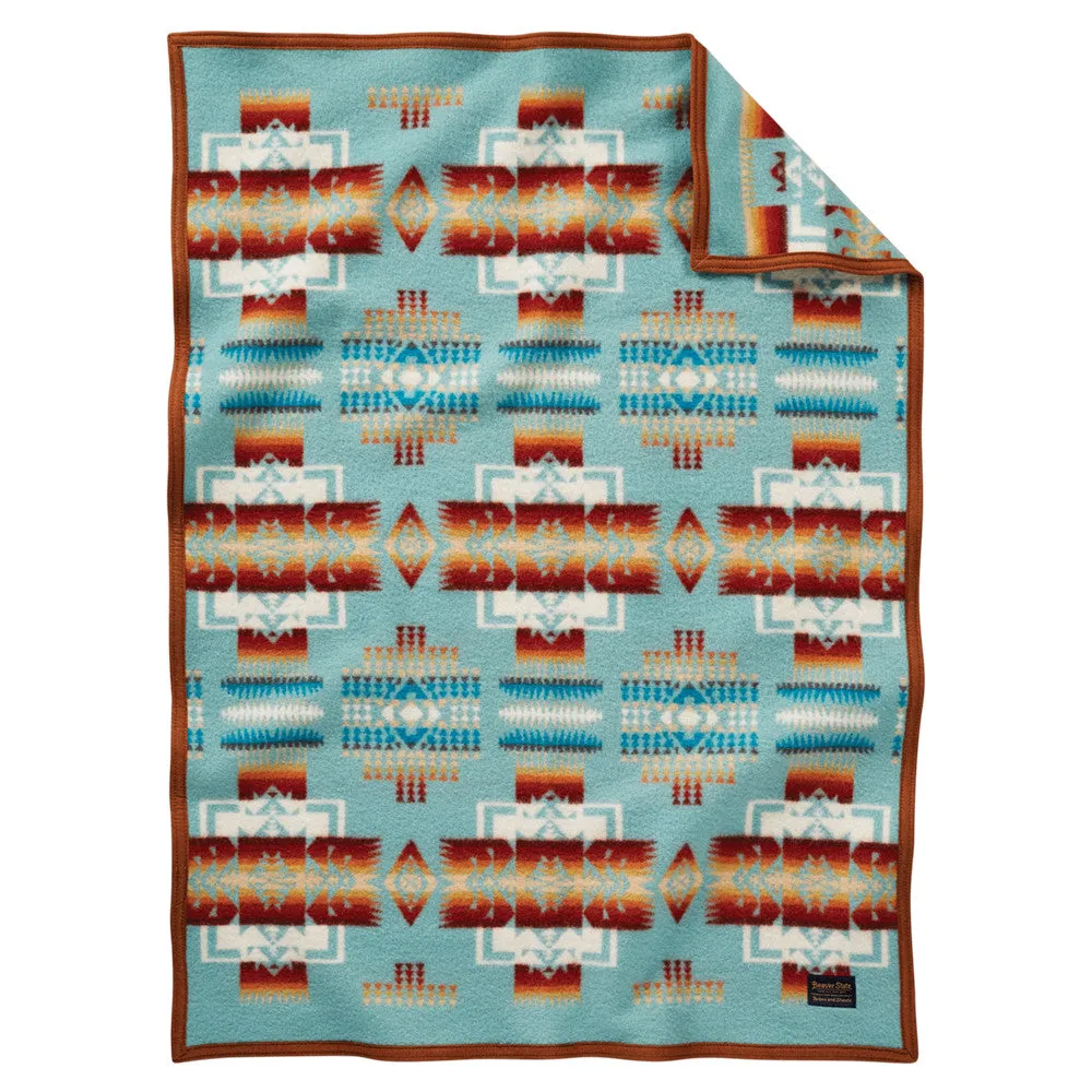 Jacquard Crib Baby Muchacho Blanket - Chief Joseph Aqua