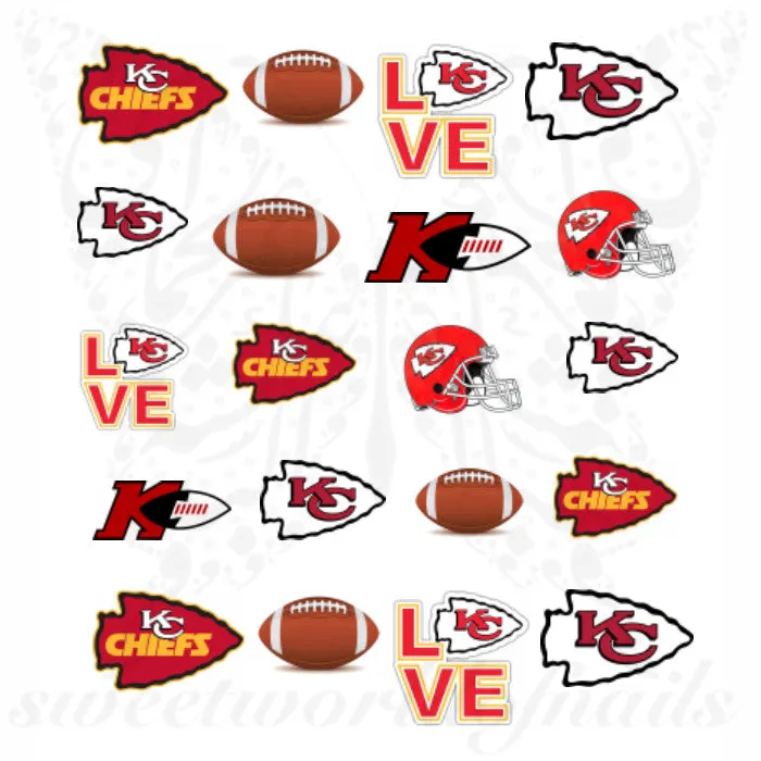 Kansas City Chiefs Nails NFL Football Water Decals