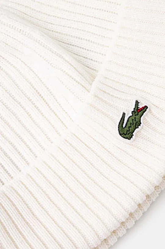 Lacoste wool beanie white color