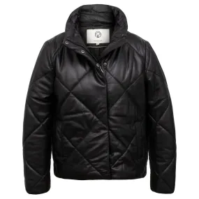 Layla: Women's Black Quilted Leather Coat