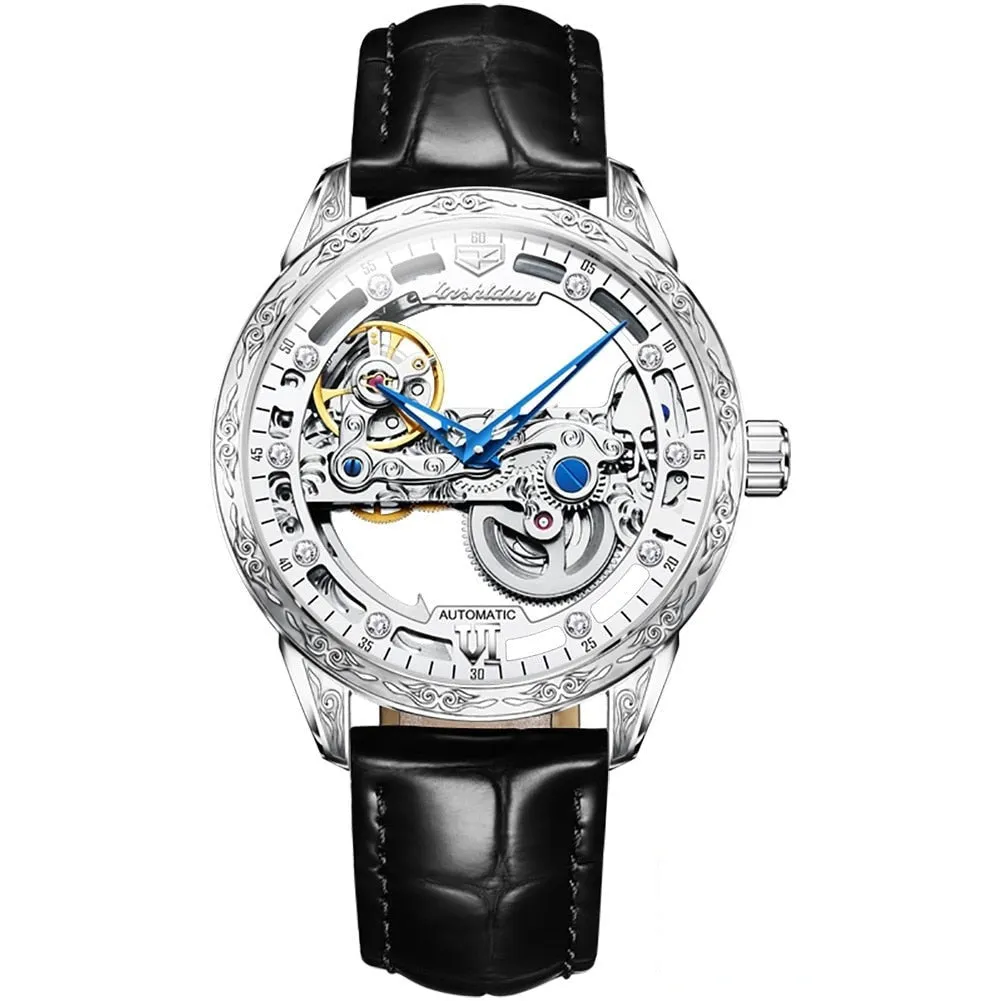 Luxury Luminous Sapphire Skeleton Automatic Mechanical Watch for Men