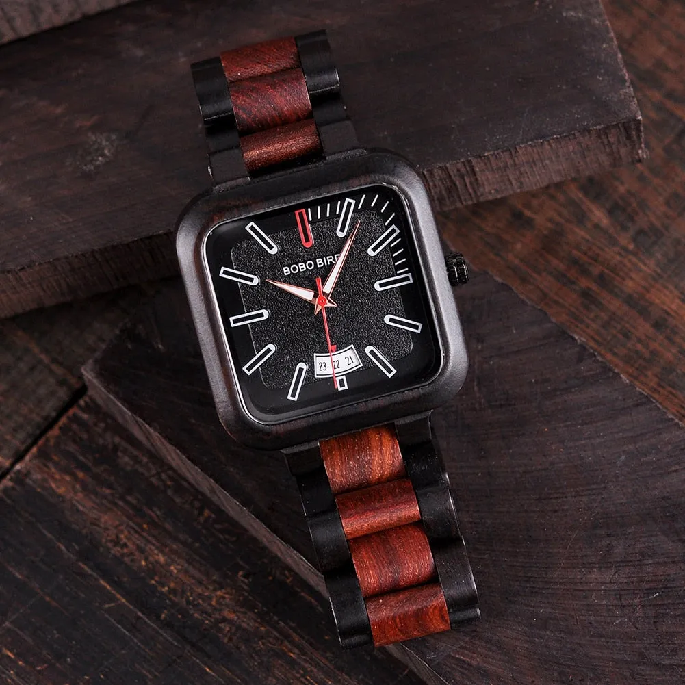 Luxury Retro Casual Quartz Movement Wooden Wristwatch for Men