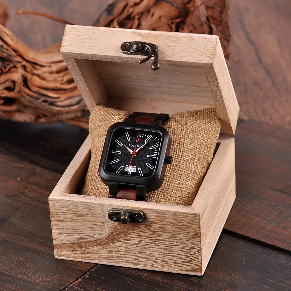 Luxury Retro Casual Quartz Movement Wooden Wristwatch for Men