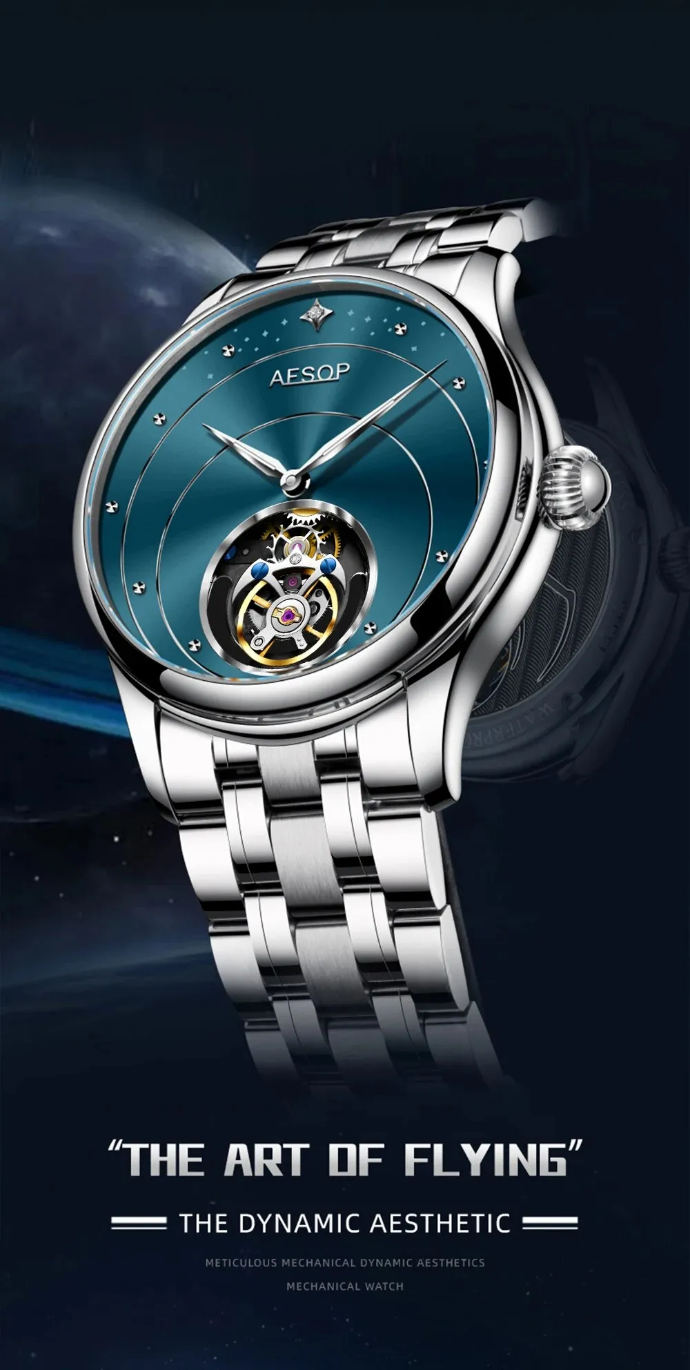 Luxury Sapphire Flying Tourbillon Waterproof Mechanical Watch for Men