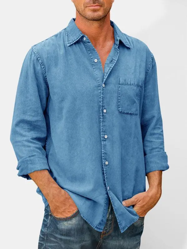 Men Long Sleeve Denim Shirt