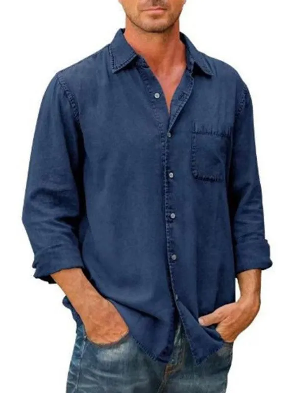 Men Long Sleeve Denim Shirt