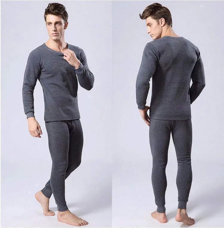 Men's Plus Size Thermal Pants Set Warm Sleepwear Pants