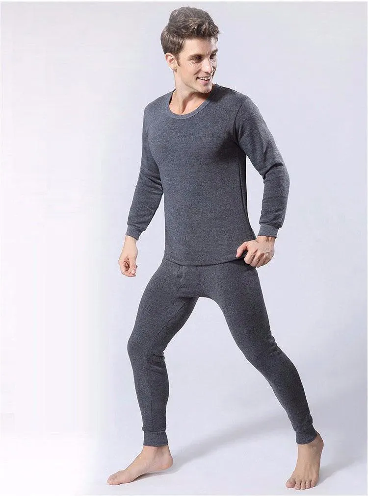 Men's Plus Size Thermal Pants Set Warm Sleepwear Pants