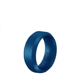 Midnight Blue Bevel Edge Silicone Ring For Men